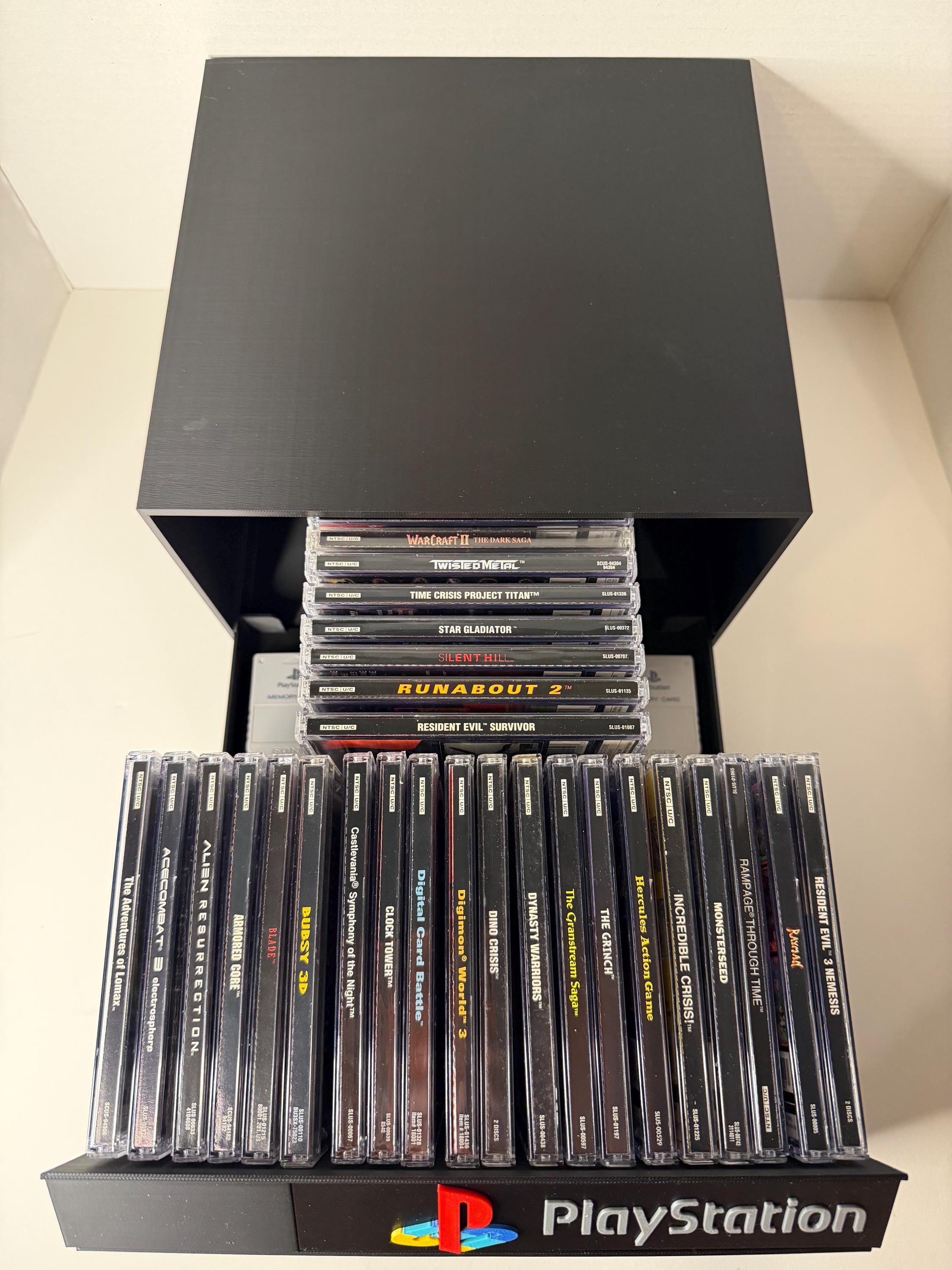 PlayStation PS1 Holds 28, Game Storage Display Shelf Memory Card Holder 3DPrint